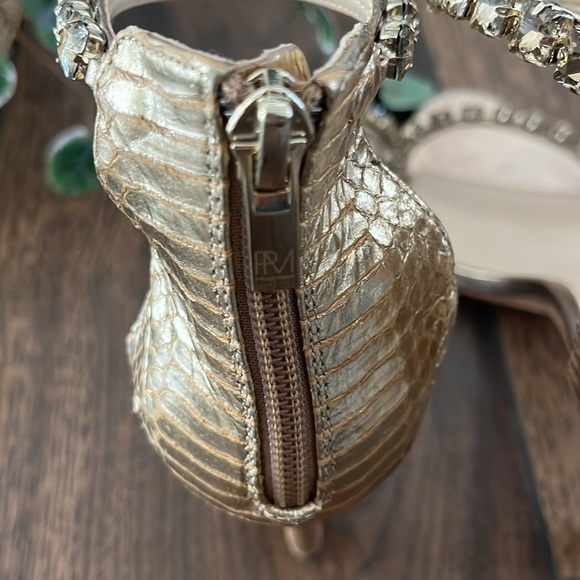 Pelle Moda Frisk Embellished Heels in Gold Snakeskin Leather - Picture 6 of 9